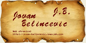 Jovan Belinčević vizit kartica